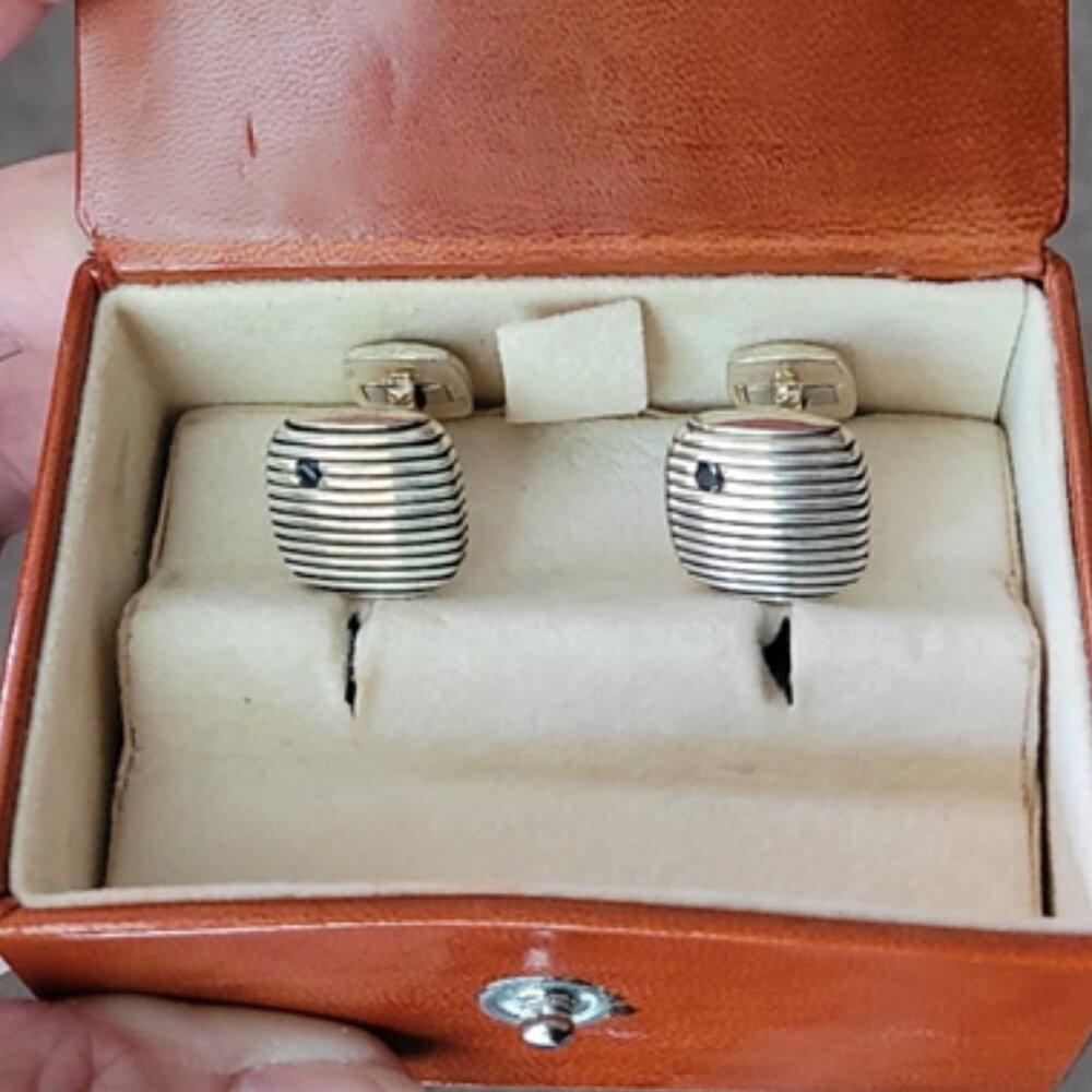 David Yurman silver cufflinks with black diamonds